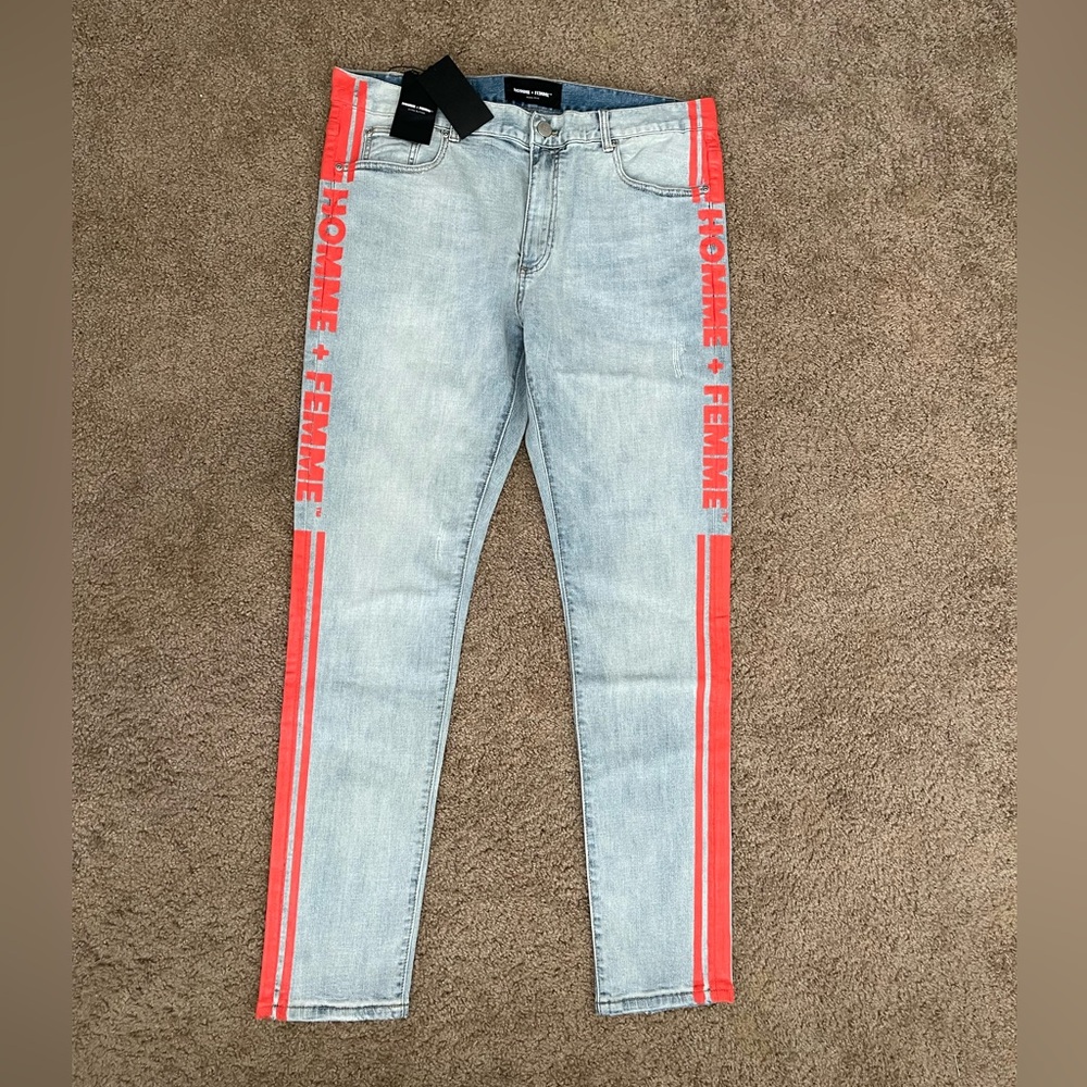 NWT HOMME + FEMME Denim Wear Jeans TRADEMARK SLIM SKINNY Stretch Zip Fly sz 40
